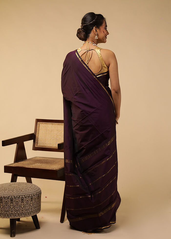 Purple Kanjivaram Silk Saree With Blouse Piece