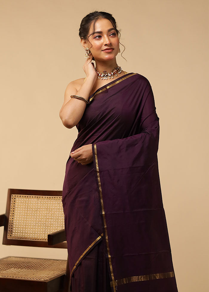 Purple Kanjivaram Silk Saree With Blouse Piece