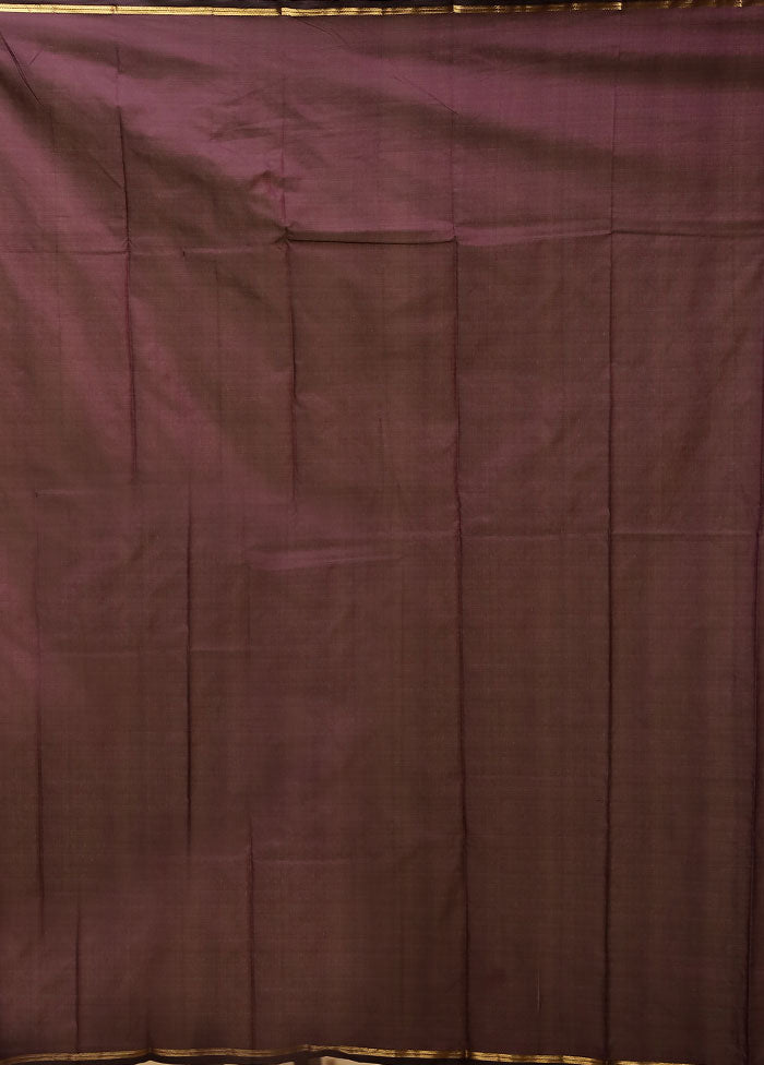 Purple Kanjivaram Silk Saree With Blouse Piece