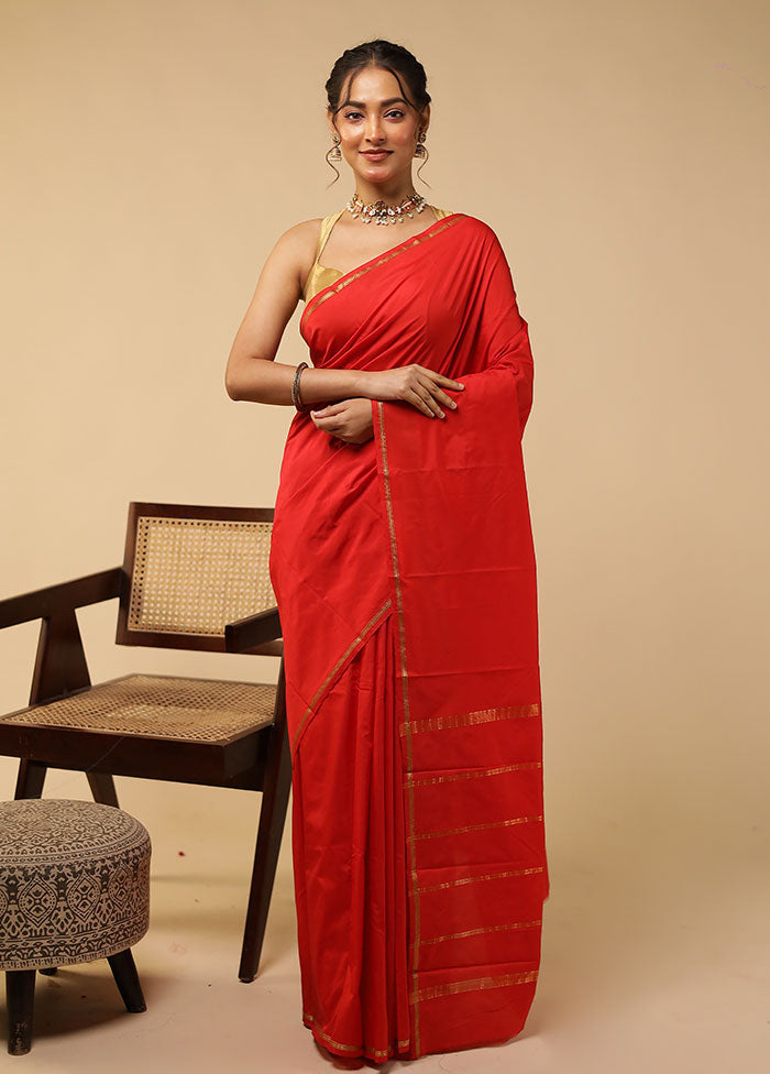 Red Kanjivaram Silk Saree With Blouse Piece