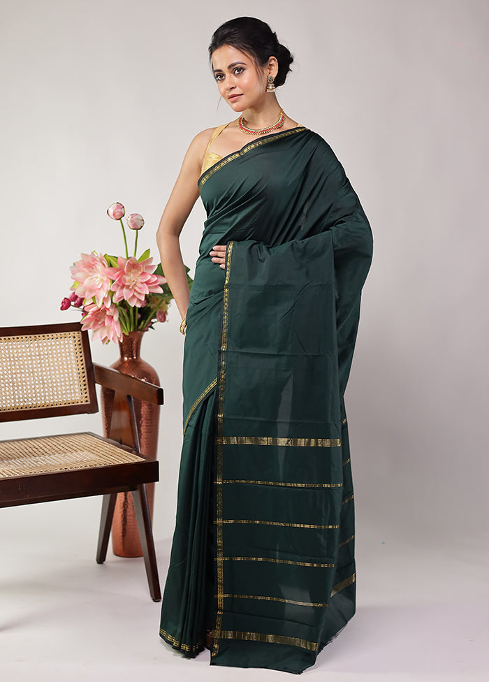 Green Kanjivaram Silk Saree With Blouse Piece