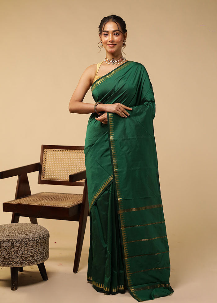 Green Kanjivaram Silk Saree With Blouse Piece