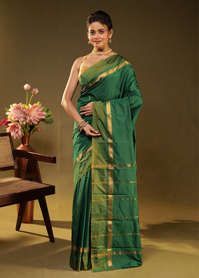 Green Kanjivaram Silk Saree With Blouse Piece