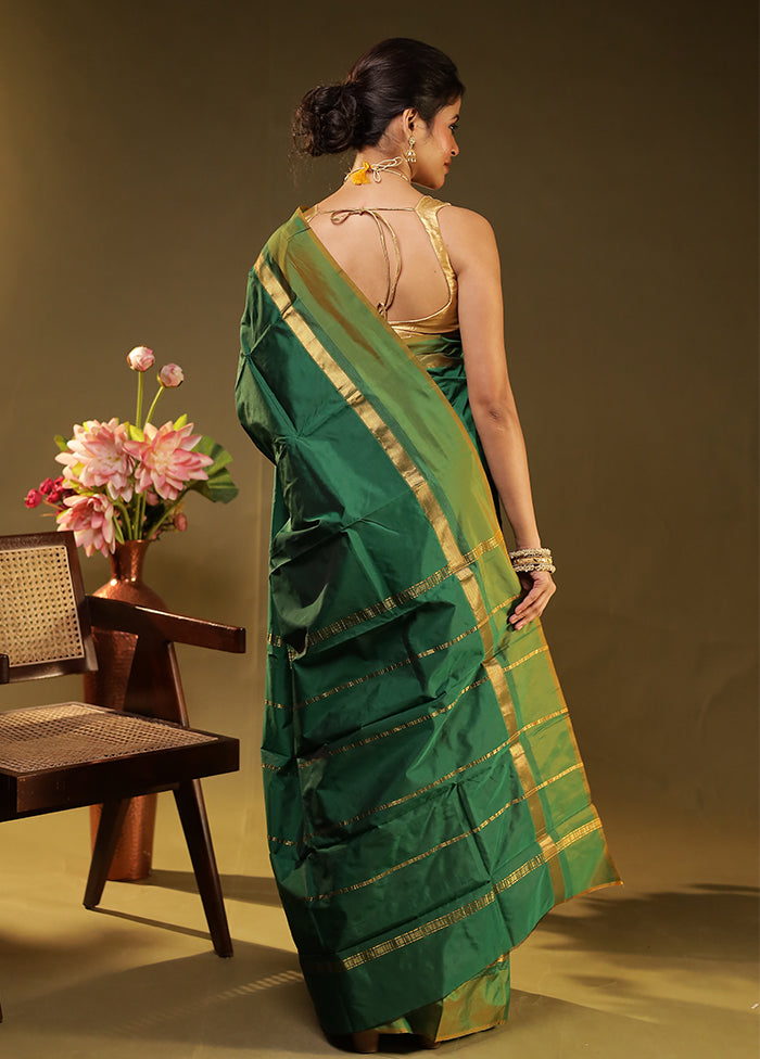 Green Kanjivaram Silk Saree With Blouse Piece