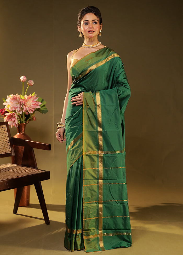 Green Kanjivaram Silk Saree With Blouse Piece