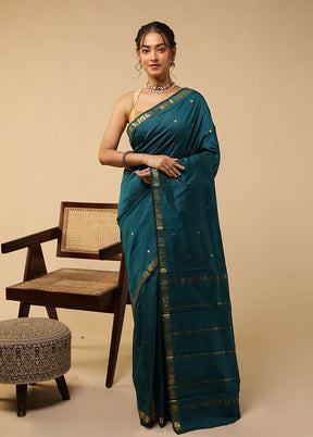 Green Kanjivaram Silk Saree With Blouse Piece