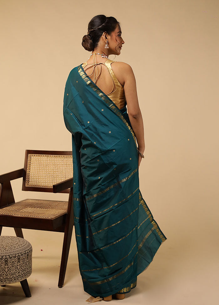 Green Kanjivaram Silk Saree With Blouse Piece