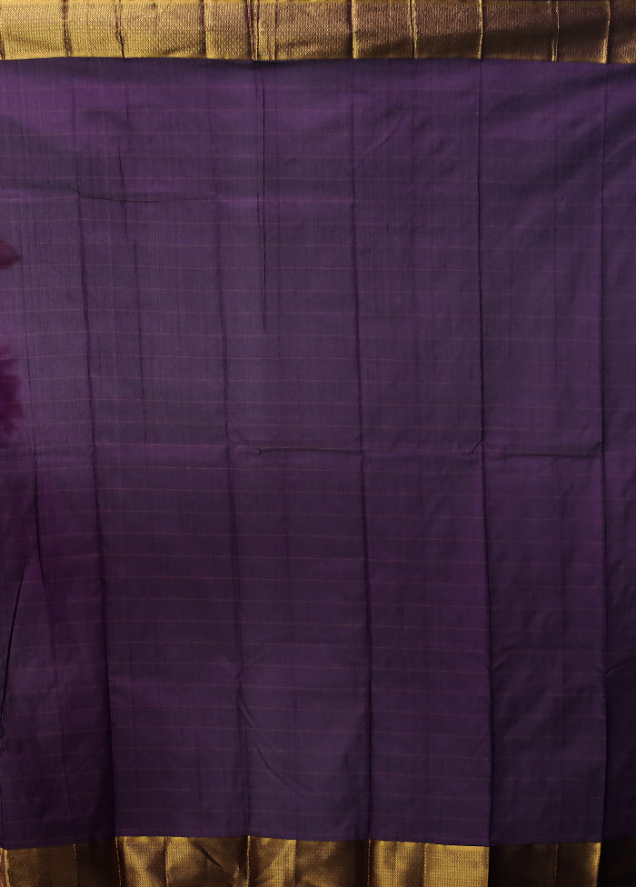 Purple Kanjivaram Silk Saree With Blouse Piece