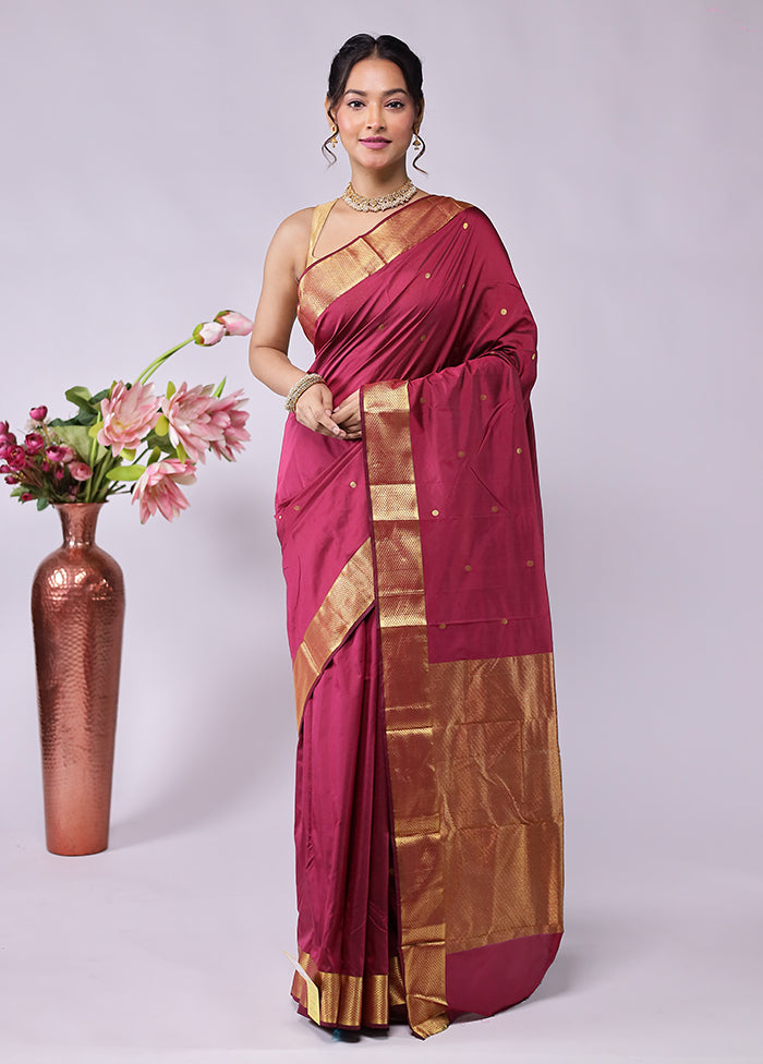 Purple Kanjivaram Silk Saree With Blouse Piece