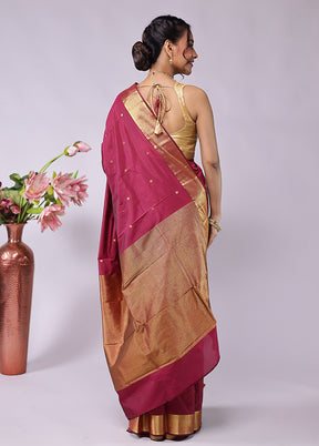Purple Kanjivaram Silk Saree With Blouse Piece