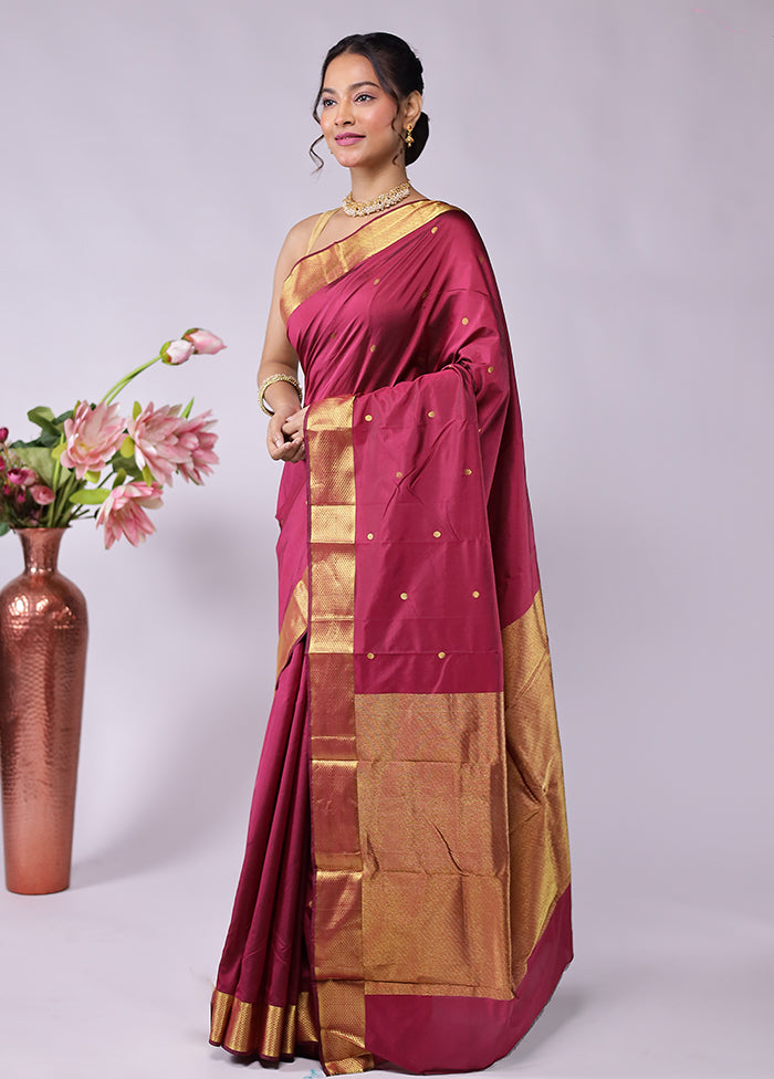 Purple Kanjivaram Silk Saree With Blouse Piece