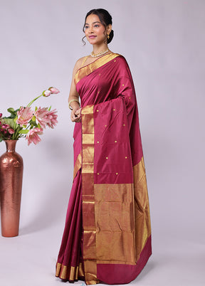 Purple Kanjivaram Silk Saree With Blouse Piece