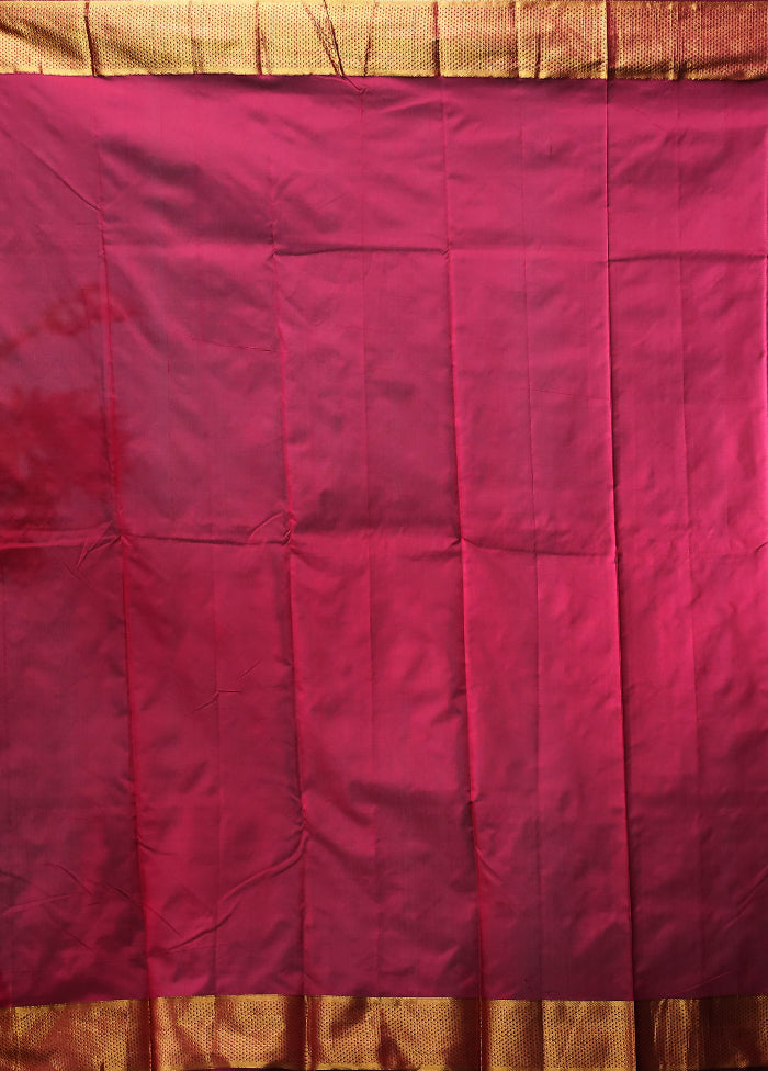Purple Kanjivaram Silk Saree With Blouse Piece