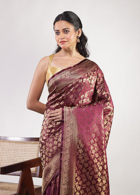 Purple Dupion Silk Saree With Blouse Piece