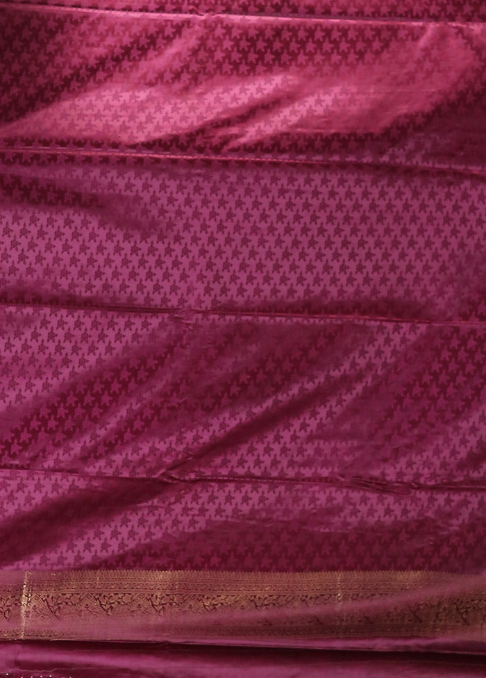 Purple Dupion Silk Saree With Blouse Piece