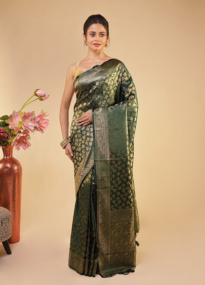 Green Dupion Silk Saree With Blouse Piece