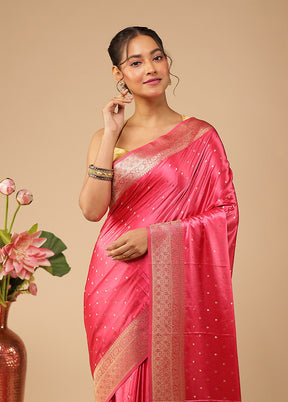 Pink Dupion Silk Saree With Blouse Piece