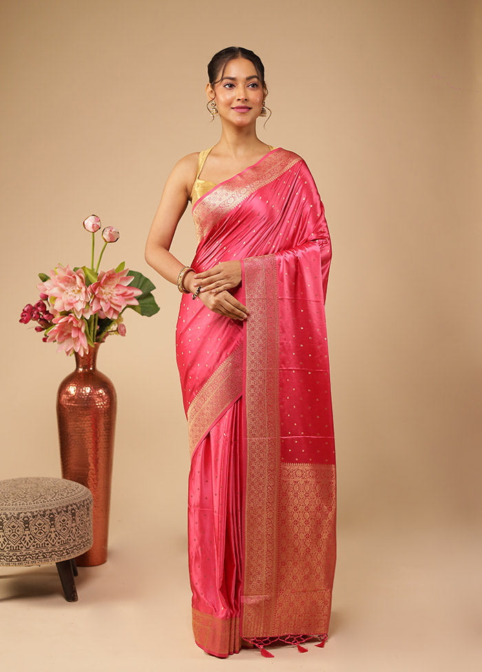 Pink Dupion Silk Saree With Blouse Piece