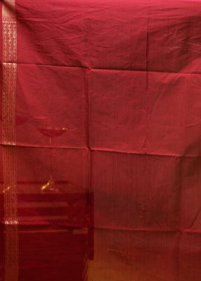 Maroon Kora Silk Saree With Blouse Piece