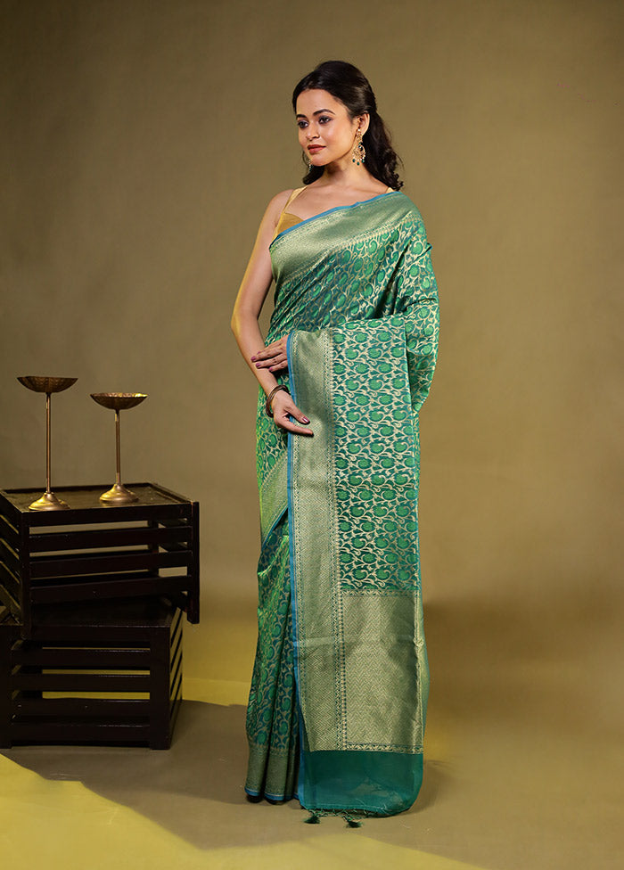 Green Kora Silk Saree With Blouse Piece