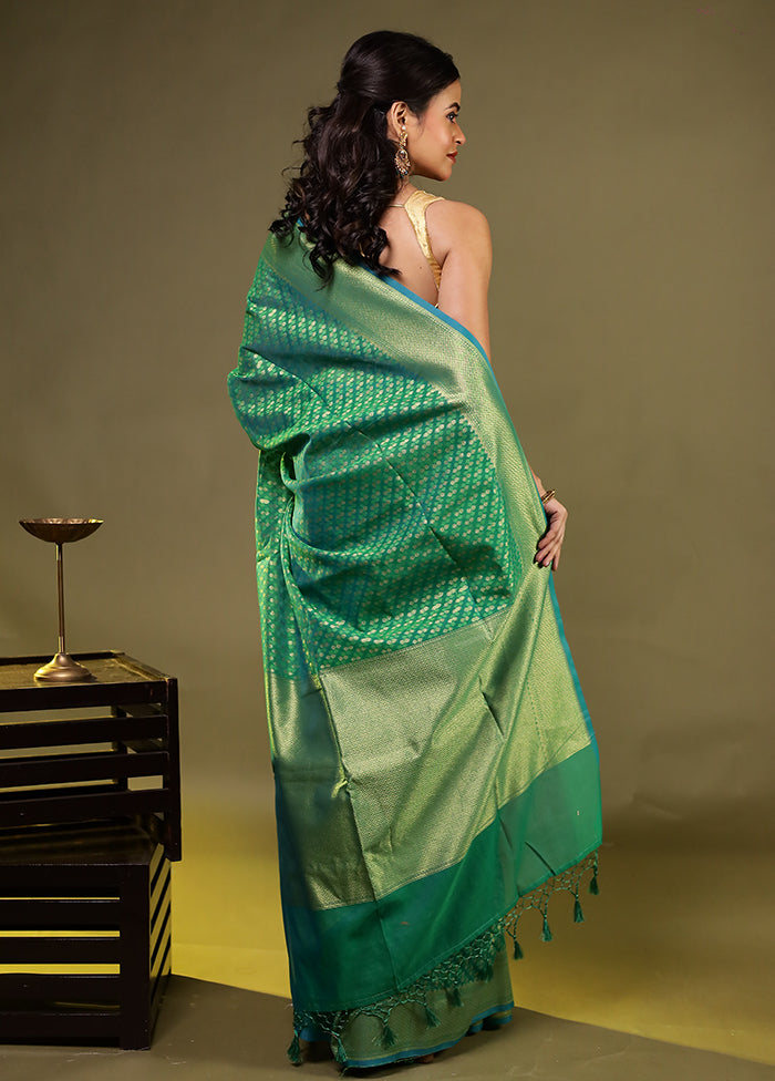 Green Kora Silk Saree With Blouse Piece