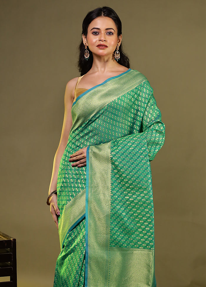 Green Kora Silk Saree With Blouse Piece