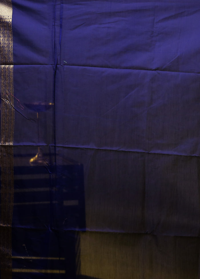 Blue Kora Silk Saree With Blouse Piece