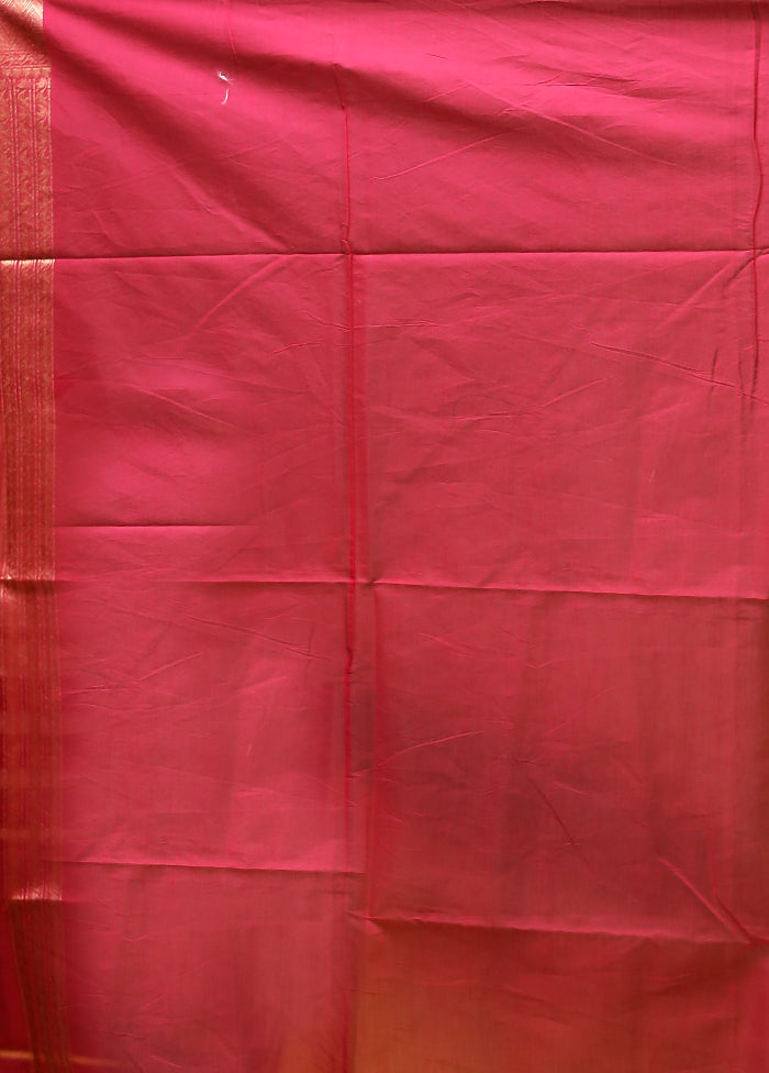Pink Kora Silk Saree With Blouse Piece