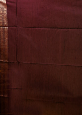 Maroon Kora Silk Saree With Blouse Piece