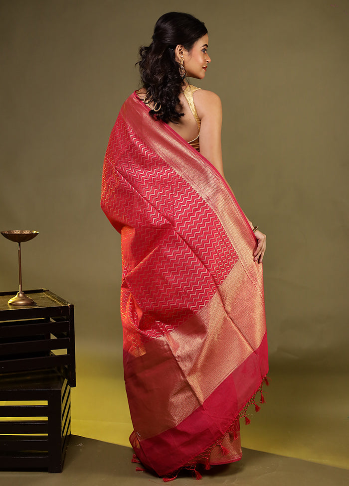 Pink Kora Silk Saree With Blouse Piece