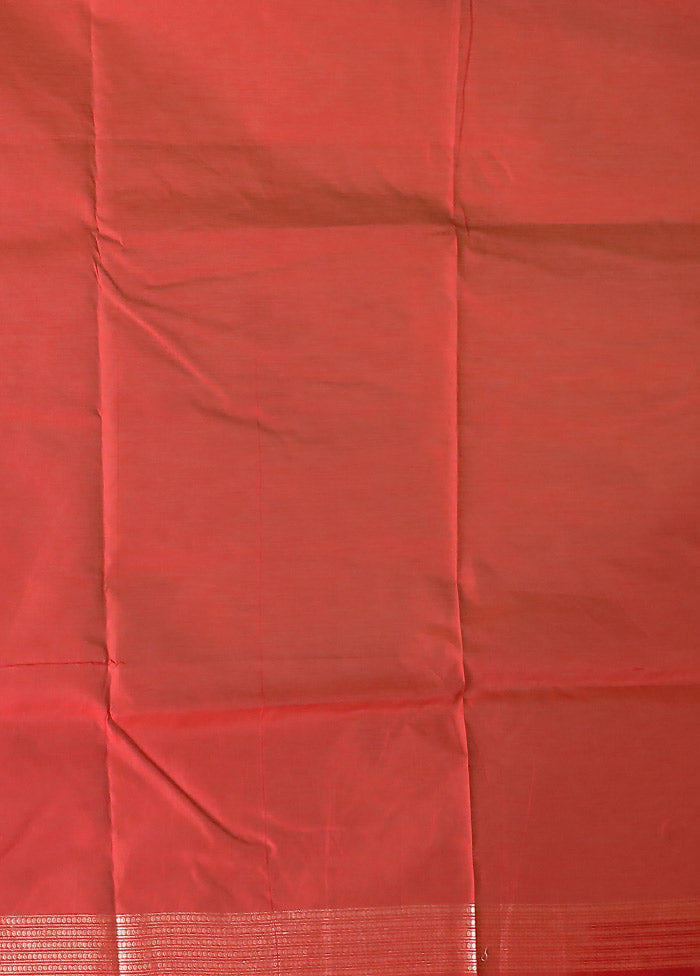 Red Kora Silk Saree With Blouse Piece