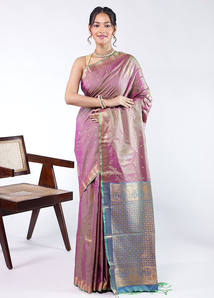 Purple Kanjivaram Silk Saree With Blouse Piece