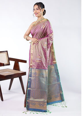 Purple Kanjivaram Silk Saree With Blouse Piece