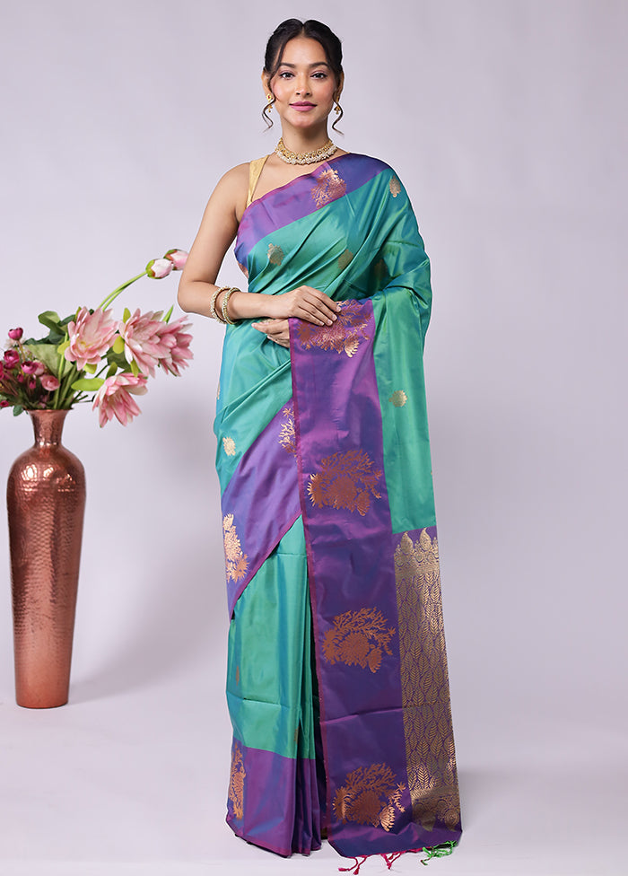 Purple Kanjivaram Silk Saree With Blouse Piece