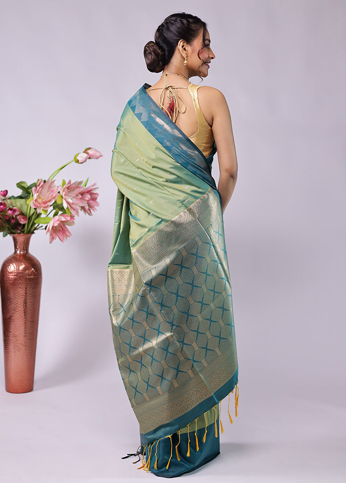 Green Kanjivaram Silk Saree With Blouse Piece