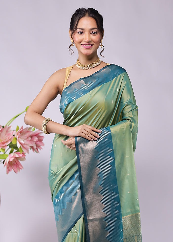 Green Kanjivaram Silk Saree With Blouse Piece