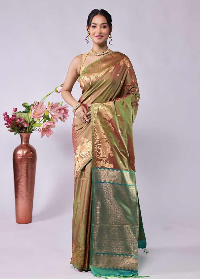 Cream Kanjivaram Silk Saree With Blouse Piece