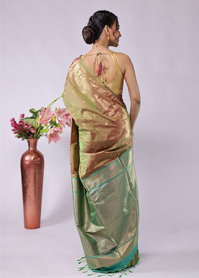 Cream Kanjivaram Silk Saree With Blouse Piece