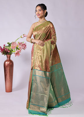 Cream Kanjivaram Silk Saree With Blouse Piece