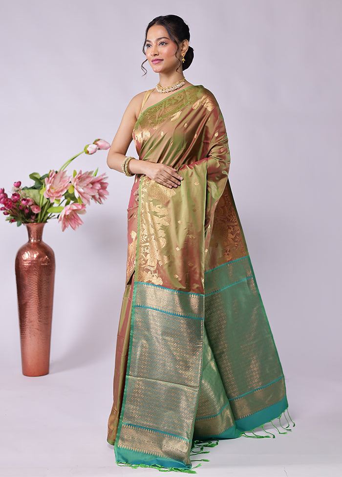 Cream Kanjivaram Silk Saree With Blouse Piece