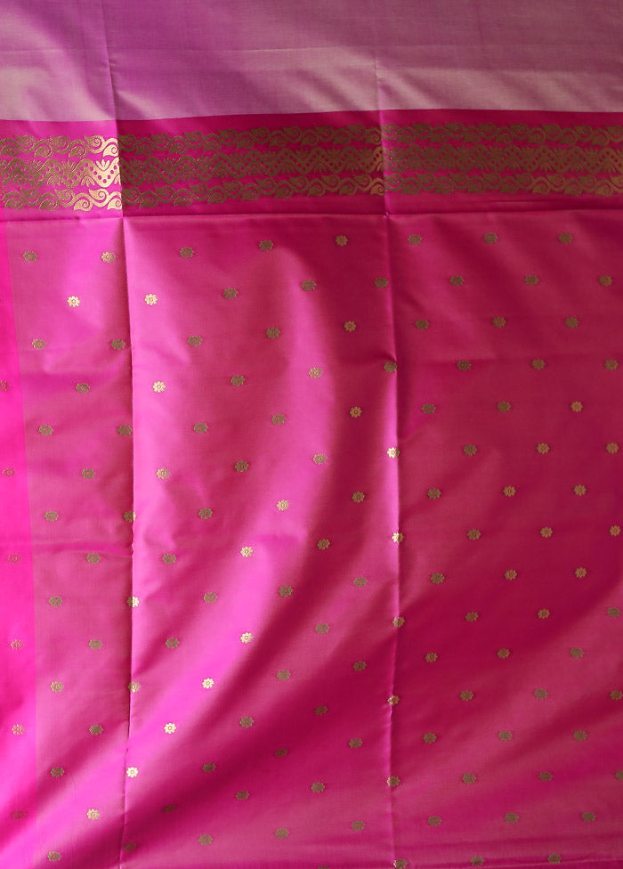 Pink Kanjivaram Silk Saree With Blouse Piece