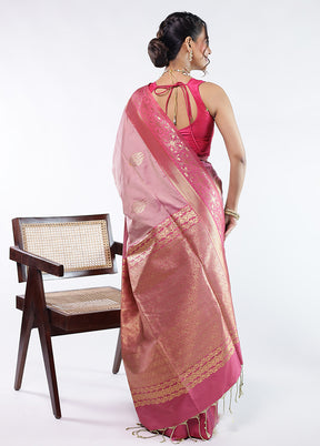 Pink Kanjivaram Silk Saree With Blouse Piece