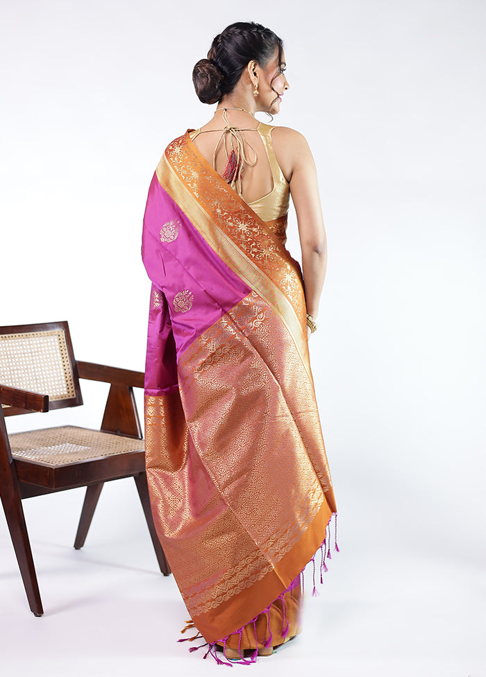 Purple Kanjivaram Silk Saree With Blouse Piece