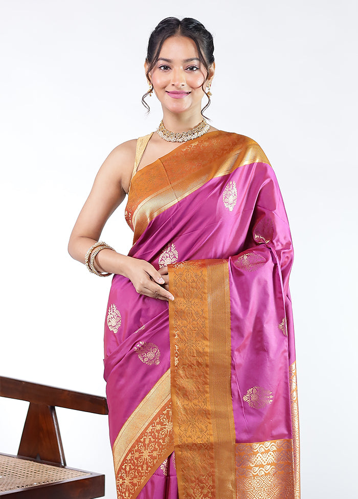 Purple Kanjivaram Silk Saree With Blouse Piece