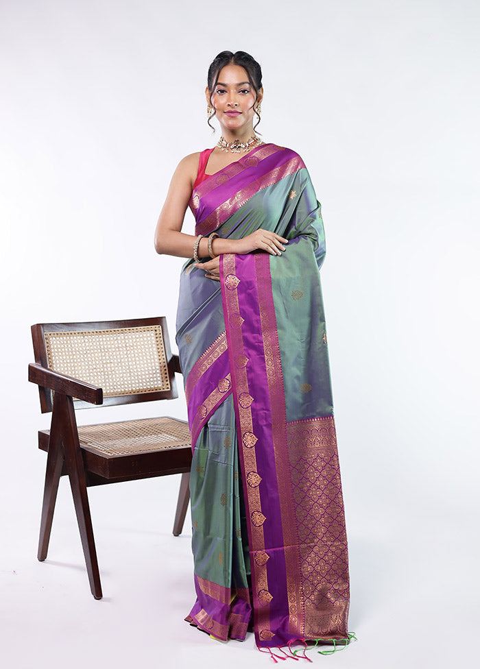 Green Kanjivaram Silk Saree With Blouse Piece