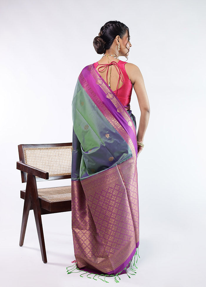 Green Kanjivaram Silk Saree With Blouse Piece