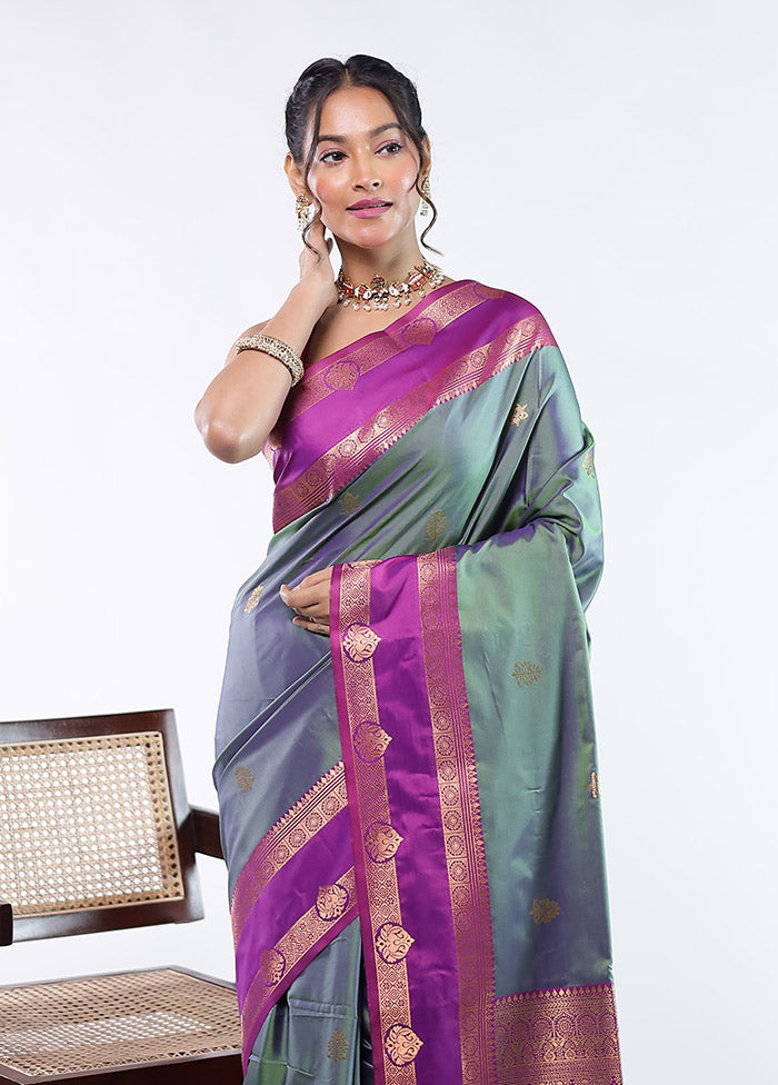 Green Kanjivaram Silk Saree With Blouse Piece