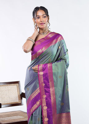 Green Kanjivaram Silk Saree With Blouse Piece