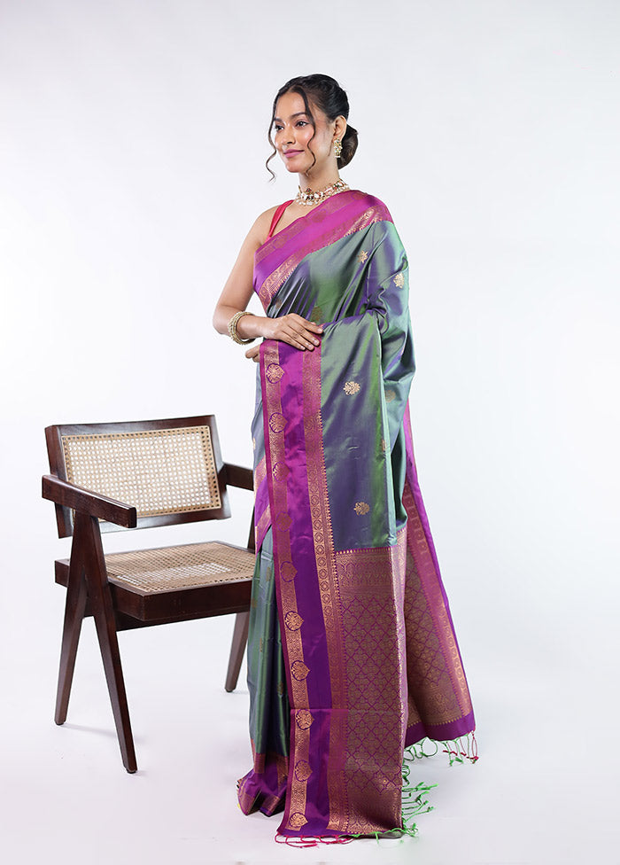 Green Kanjivaram Silk Saree With Blouse Piece