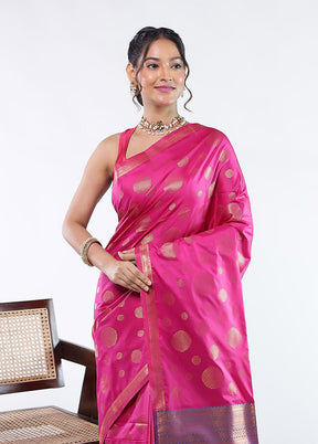Pink Kanjivaram Silk Saree With Blouse Piece